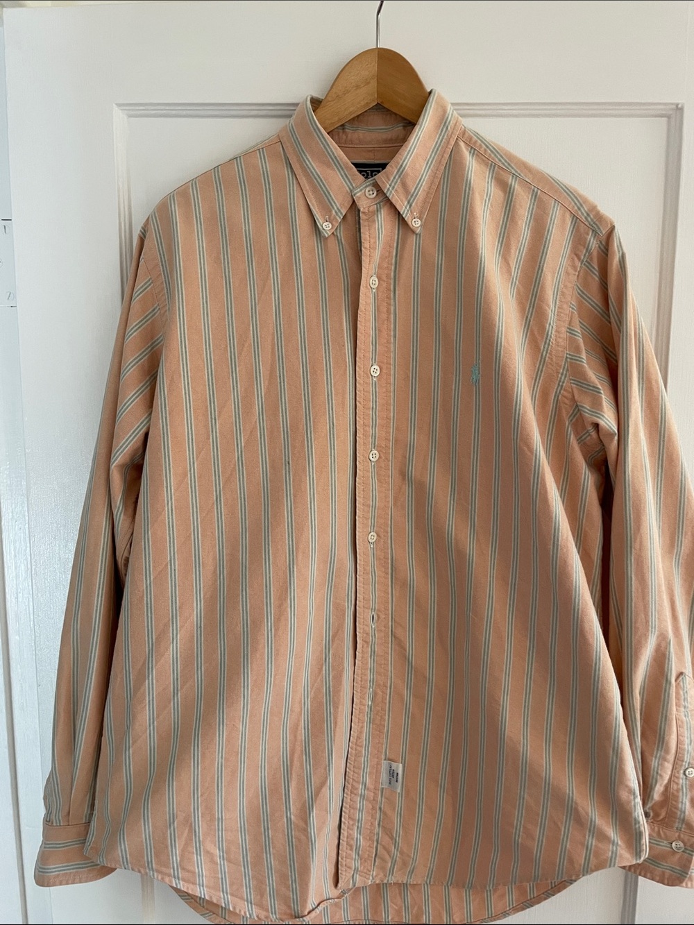 Polo Ralph Lauren Long-Sleeve ButtonDown Stripe Shirt - Peach/green  size  16 35